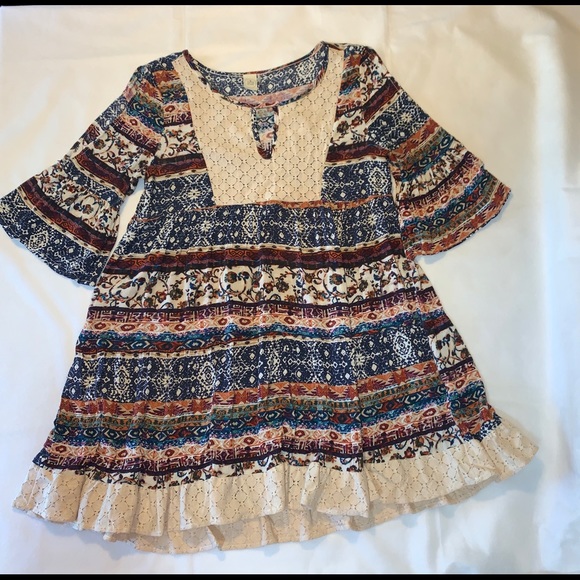 Sold Paper Crane Boho Cold Shoulder Dress - Picture 4 of 8